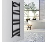 Warmehaus Straight Bathroom Heated Towel Rail Warmer Radiator Central Heating 1800x500mm - Black