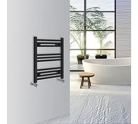 Warmehaus Straight Bathroom Heated Towel Rail Warmer Radiator Central Heating 600x500mm - Black