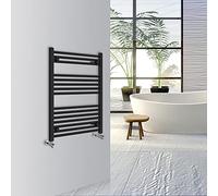Warmehaus Straight Bathroom Heated Towel Rail Warmer Radiator Central Heating 800x600mm - Black