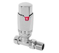 WarmeHaus Straight Chrome Thermostatic Radiator Valve | Solid Brass, 15mm Inlet, Central Heating