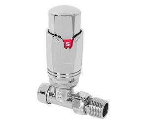 WarmeHaus Straight Chrome Thermostatic Radiator Valve | Solid Brass, 15mm Inlet, Central Heating