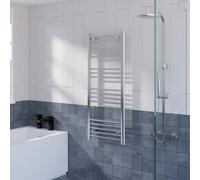 WarmeHaus Straight Heated Towel Rail Bathroom Ladder Radiator Central Heating Chrome 1200x495mm