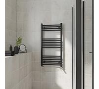 Warmehaus Straight Heated Towel Rail Black Bathroom Ladder Style Radiator Central Heating 1000x500mm