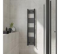 Warmehaus Straight Heated Towel Rail Black Bathroom Ladder Style Radiator Central Heating 1400x300mm
