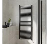 Warmehaus Straight Heated Towel Rail Black Bathroom Ladder Style Radiator Central Heating 1600x600mm