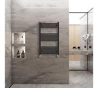 Warmehaus Straight Heated Towel Rail Radiator Ladder Black 1000x600mm Central Heating Radiators for Bathroom Kitchen