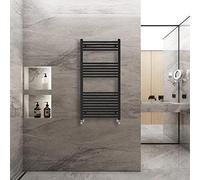 (1200x600mm) Warmehaus Straight Heated Towel Rail Central Heating for Bathroom Kitchen Radiator Ladder Black
