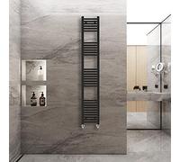 Warmehaus Straight Heated Towel Rail Radiator Ladder Black 1800x300mm Central Heating Radiators for Bathroom Kitchen