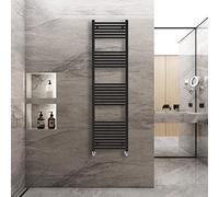 Warmehaus Straight Heated Towel Rail Radiator Ladder Black 1800x500mm Central Heating Radiators for Bathroom Kitchen