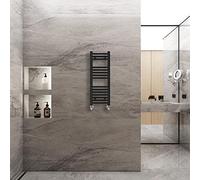 Warmehaus Straight Heated Towel Rail Radiator Ladder Black 800x300mm Central Heating Radiators for Bathroom Kitchen