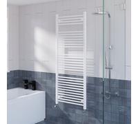 WarmeHaus Straight Heated Towel Rail Radiator Ladder for Bathroom Wall Mounted White 1500x600mm