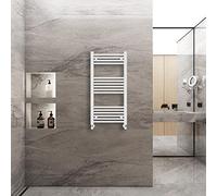 Warmehaus Straight Heated Towel Rail Radiator Ladder White 1000x500mm Central Heating Radiators for Bathroom Kitchen