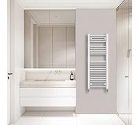 Warmehaus Straight Heated Towel Rail Radiator Ladder White 1200x450mm Central Heating Radiators for Bathroom Kitchen