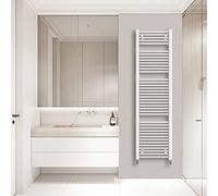Warmehaus Straight Heated Towel Rail Radiator Ladder White 1800x500mm Central Heating Radiators for Bathroom Kitchen