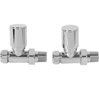 WarmeHaus Straight Towel Radiator Valves Chrome Round 15mm Pack