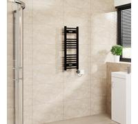 Warmehaus Touch Screen Electric Straight Heated Towel Rail Black 800x300mm | Thermostatic, Timer, Bathroom Towel Warmer Radiator, Mild Steel, 3 Operating Modes, LCD Display, Dual Fuel, Prefilled