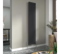 Warmehaus Traditional Anthracite 2 Column Vertical Radiator 1800x380mm | Victorian Radiator, Radiators Wall Mounted Central Heating, Designer Double Column Radiator, Bathroom Kitchen, Grey Radiator