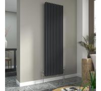 Warmehaus Traditional Anthracite 3 Column Vertical Radiator 1800x560mm | Victorian Radiator, Radiators Wall Mounted Central Heating, Designer Triple Column Radiator, Bathroom Kitchen, Grey Radiator