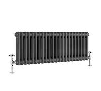 Warmehaus - Traditional Cast Iron Style Anthracite Double Column Horizontal Radiator 300 x 1010mm - Perfect for Bathrooms, Kitchen, Living Room