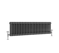 Warmehaus - Traditional Cast Iron Style Anthracite Double Column Horizontal Radiator 300 x 1190mm - Perfect for Bathrooms, Kitchen, Living Room