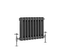 Warmehaus - Traditional Cast Iron Style Anthracite Double Column Horizontal Radiator 300 x 425mm - Perfect for Bathrooms, Kitchen, Living Room