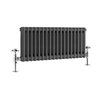Warmehaus - Traditional Cast Iron Style Anthracite Double Column Horizontal Radiator 300 x 830mm - Perfect for Bathrooms, Kitchen, Living Room