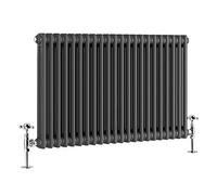 Warmehaus - Traditional Cast Iron Style Anthracite Double Column Horizontal Radiator 600 x 1010mm - Perfect for Bathrooms, Kitchen, Living Room