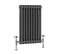 Warmehaus - Traditional Cast Iron Style Anthracite Double Column Horizontal Radiator 600 x 425mm - Perfect for Bathrooms, Kitchen, Living Room