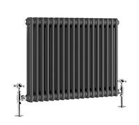 Warmehaus - Traditional Cast Iron Style Anthracite Double Column Horizontal Radiator 600 x 830mm - Perfect for Bathrooms, Kitchen, Living Room