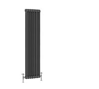 Warmehaus - Traditional Cast Iron Style Anthracite Double Column Vertical Radiator 1500 x 380mm - Perfect for Bathrooms, Kitchen, Living Room