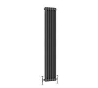 Warmehaus - Traditional Cast Iron Style Anthracite Double Column Vertical Radiator 1800 x 290mm - Perfect for Bathrooms, Kitchen, Living Room
