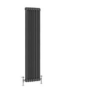 Warmehaus - Traditional Cast Iron Style Anthracite Double Column Vertical Radiator 1800 x 380mm - Perfect for Bathrooms, Kitchen, Living Room