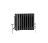 Warmehaus - Traditional Cast Iron Style Anthracite Triple Column Horizontal Radiator 300 x 425mm - Perfect for Bathrooms, Kitchen, Living Room