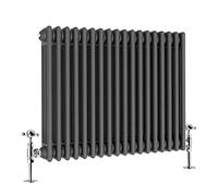 Warmehaus - Traditional Cast Iron Style Anthracite Triple Column Horizontal Radiator 600 x 830mm - Perfect for Bathrooms, Kitchen, Living Room
