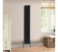 Warmehaus Traditional Cast Iron Style Black Double Column Vertical Radiator 1800 x 290mm - Perfect for Bathrooms, Kitchen, Living Room