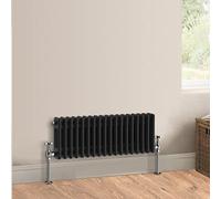 Warmehaus Traditional Cast Iron Style Black Triple Column Horizontal Radiator 300 x 832mm - Perfect for Bathrooms, Kitchen, Living Room