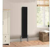 Warmehaus Traditional Cast Iron Style Black Triple Column Vertical Radiator 1500 x 292mm - Perfect for Bathrooms, Kitchen, Living Room