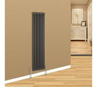 Warmehaus Traditional Cast Iron Style Vertical Column Designer Radiator Double Panel Tall Bathroom Rad Anthracite Grey 1500x380mm