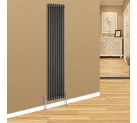 Warmehaus Traditional Cast Iron Style Vertical Column Designer Radiator Double Panel Tall Bathroom Rad Anthracite Grey 1800x380mm