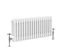 Warmehaus - Traditional Cast Iron Style White Triple Column Horizontal Radiator 300 x 830mm - Perfect for Bathrooms, Kitchen, Living Room