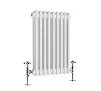 Warmehaus - Traditional Cast Iron Style White Triple Column Horizontal Radiator 600 x 425mm - Perfect for Bathrooms, Kitchen, Living Room