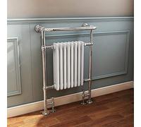 Warmehaus Traditional Heated Towel Rail Radiator 952x659mm Chrome White | Victorian Style, Column Radiator, Bathroom Towel Warmer, Free Standing, Low Carbon Steel, Central Heating