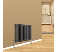 Warmehaus Traditional Horizontal Double Column Radiator Cast Iron Style Anthracite Grey Radiator Central Heating 600x1010mm