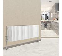 Warmehaus Traditional Horizontal Triple Column Radiator Cast Iron Style White Radiator Central Heating 300x1190mm