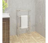 WarmeHaus Traditional Victorian 952x569mm Heated Towel Rail Bathroom Radiator Chrome & White