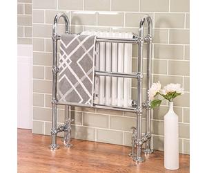 Warmehaus Traditional Victorian Style Bathroom Double Heated Towel Column Radiator Rail 904 x 674 mm White & Chrome