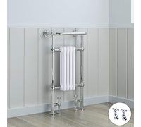 Warmehaus Traditional Victorian Style Bathroom Heated Towel Rail Column Radiator Rad 940 x 479mm with Chrome Valves