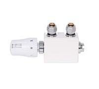 Warmehaus Twin Angled White Thermostatic Radiator Valve | with 50mm Centres, for Heated Towel Rail and Radiator