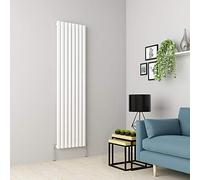 Warmehaus Vertical Column Designer Radiator Oval Panel Single White 1800 x 470mm - Modern Central Heating Space Saving Radiators - Perfect for Bathrooms, Kitchen, Hallway, Living Room