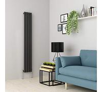 Warmehaus Vertical Column Radiator Oval Panel Single Anthracite 1600x236mm | Designer Radiators, Modern Central Heating, Bathroom Kitchen Hallway Living Room, Corrosion Resistance, Wall Mounted